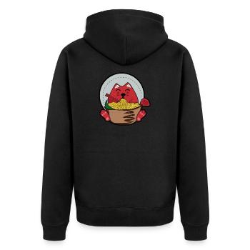 Manga Katze Ramen Nudelsuppe schlürfen Geschenk - Unisex Premium Bio Zip Hoodie - Schwarz - Hinten - Nico (187cm)
