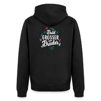 Soon, big brother - Unisex Premium Organic Zip Hoodie - black - Back - Nico (187cm)