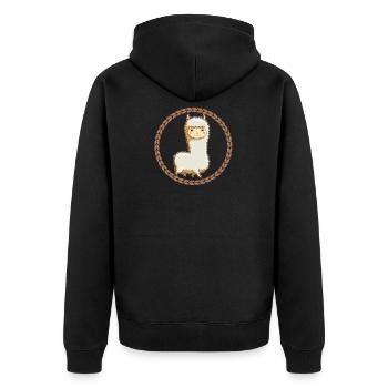 Alpaga avec beaucoup de laine dans un cercle - Veste à capuche bio Premium Unisexe - noir - Dos - Nico (187cm)