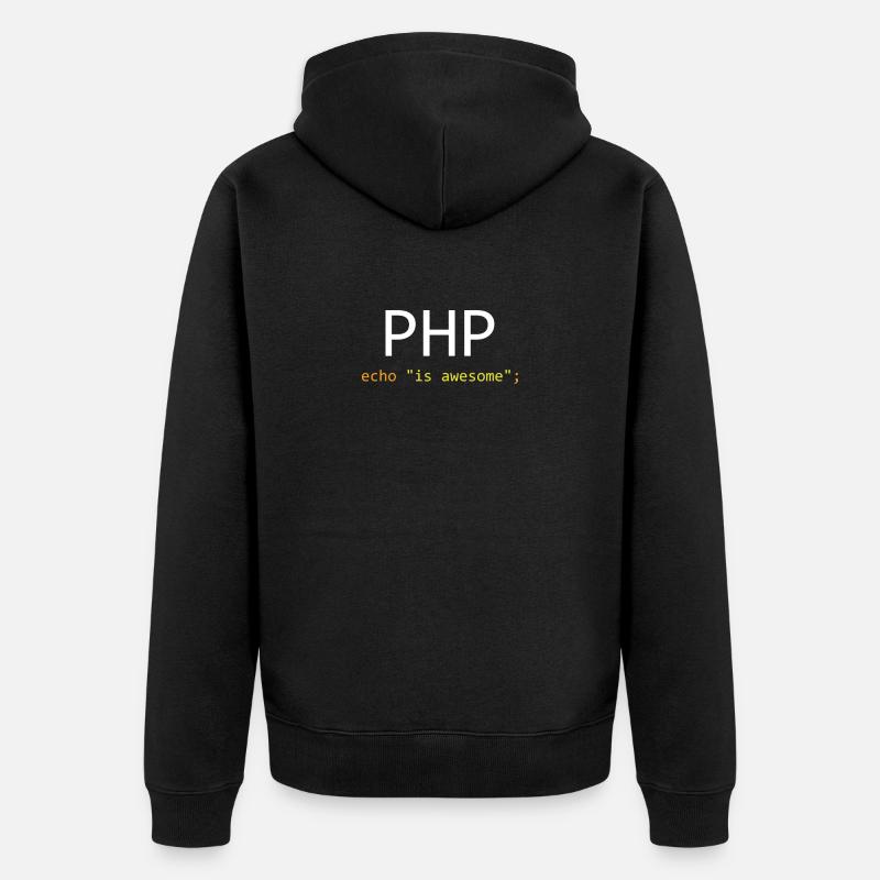 PHP ist großartig - Unisex Premium Bio Zip Hoodie - Schwarz