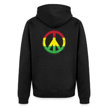 Reggae Peace - Unisex Premium Bio Zip Hoodie - Schwarz - Hinten - Nico (187cm)