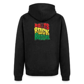 Roots Reggae Rockmusik - Unisex Premium Bio Zip Hoodie - Schwarz - Hinten - Nico (187cm)