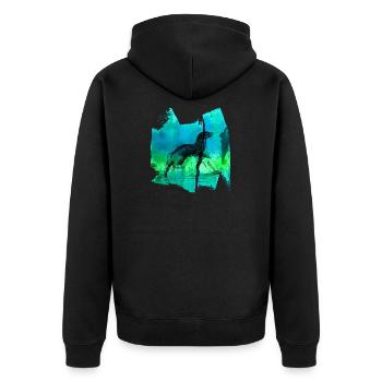 Otter otter Wassermarder Seeotter T Shirt - Unisex Premium Bio Zip Hoodie - Schwarz - Hinten - Nico (187cm)