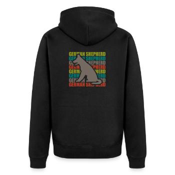Schäferhund German Shepherd Hund Geschenk Retro - Unisex Premium Bio Zip Hoodie - Schwarz - Hinten - Nico (187cm)