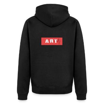Kunst - Unisex Premium Bio Zip Hoodie - Schwarz - Hinten - Nico (187cm)