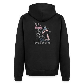 Shark Lover This Lady Loves Sharks - Unisex Premium Organic Zip Hoodie - black - Back - Nico (187cm)