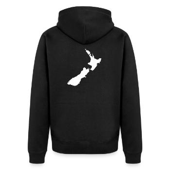Neuseeland - Unisex Premium Bio Zip Hoodie - Schwarz - Hinten - Nico (187cm)