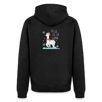 Alpaca Lama Christmas Funny Cool Gift - Unisex Premium Organic Zip Hoodie - black - Back - Nico (187cm)