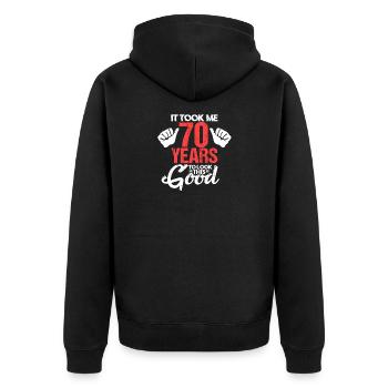 70 Jahre 70. Geburtstag Alter Rentner Geschenk - Unisex Premium Bio Zip Hoodie - Schwarz - Hinten - Nico (187cm)