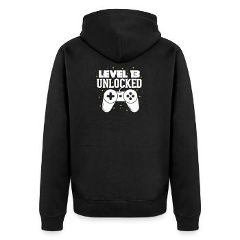 13. Geburtstag - Unisex Premium Bio Zip Hoodie - Schwarz - Hinten - Nico (187cm)