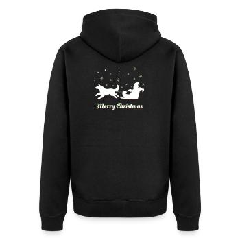 Weihnachten – Weihnachtspullover – Husky - Unisex Premium Bio Zip Hoodie - Schwarz - Hinten - Nico (187cm)