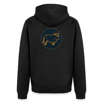 T-shirt de vache écossaise - Veste à capuche bio Premium Unisexe - noir - Dos - Nico (187cm)