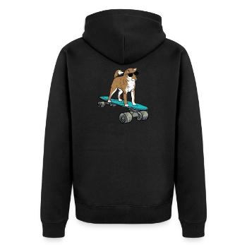 Funny Pug Skateboard Skater Skateboarding T-Shirt - Unisex Premium Bio Zip Hoodie - Schwarz - Hinten - Nico (187cm)