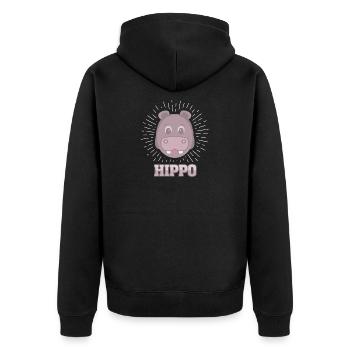 Hippo Nilpferd Geschenk Lieblingstier Afrika Fluss - Unisex Premium Bio Zip Hoodie - Schwarz - Hinten - Nico (187cm)