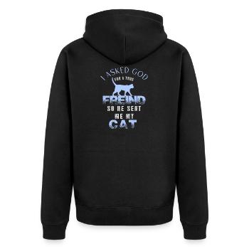 my cat, my cat - Unisex Premium Organic Zip Hoodie - black - Back - Nico (187cm)