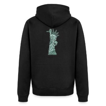 Statue of Liberty Joint High Cannabis Weed Gras - Unisex Premium Organic Zip Hoodie - black - Back - Nico (187cm)