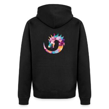 Drachen Chinesisch Symbolik Schlange Geschenk - Unisex Premium Bio Zip Hoodie - Schwarz - Hinten - Nico (187cm)
