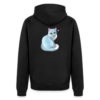 Liebe Katze Tierfreund Geschenk Siamkatze Miau - Unisex Premium Bio Zip Hoodie - Schwarz - Hinten - Nico (187cm)
