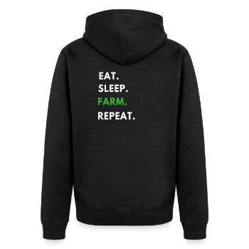 Landwirt - Unisex Premium Bio Zip Hoodie - Schwarz - Hinten - Nico (187cm)