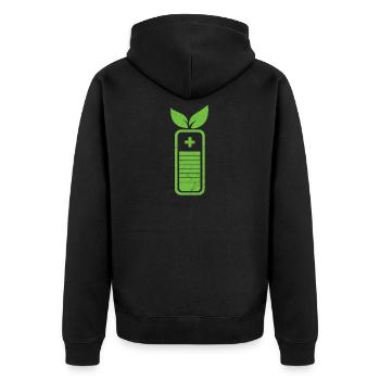 Renewable Energy Sustainability Electricity Battery - Unisex Premium Organic Zip Hoodie - black - Back - Nico (187cm)
