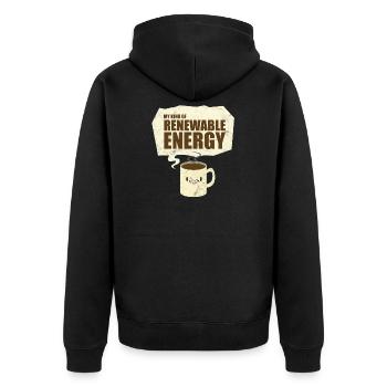 Geschenk Morgenmuffel Kaffee Frühstück Spruch - Unisex Premium Bio Zip Hoodie - Schwarz - Hinten - Nico (187cm)