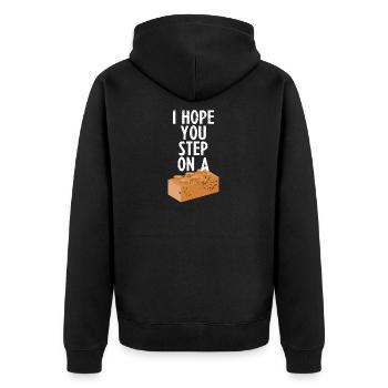 I hope you step on a block hate gift - Unisex Premium Organic Zip Hoodie - black - Back - Nico (187cm)