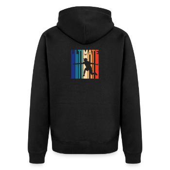 Ultimate Frisbee - Unisex Premium Bio Zip Hoodie - Schwarz - Hinten - Nico (187cm)