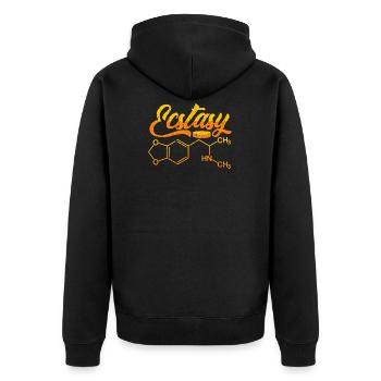 Ecstasy-Pille - Unisex Premium Bio Zip Hoodie - Schwarz - Hinten - Nico (187cm)