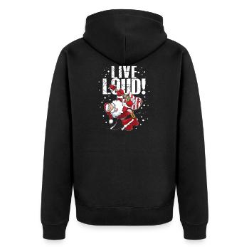 Rockender Weihnachtsmann E-Guitarre - Unisex Premium Bio Zip Hoodie - Schwarz - Hinten - Nico (187cm)