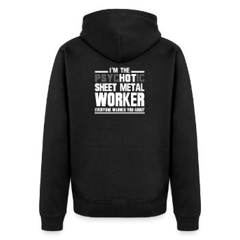 Psychotic Sheet Metal Worker - Unisex Premium Organic Zip Hoodie - black - Back - Nico (187cm)