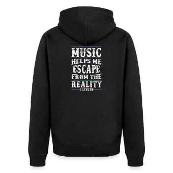 Music helps me - Music Love - Music Quote - Unisex Premium Bio Zip Hoodie - Schwarz - Hinten - Nico (187cm)