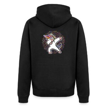 Lustiges Einhorn T-Shirt - Unisex Premium Bio Zip Hoodie - Schwarz - Hinten - Nico (187cm)