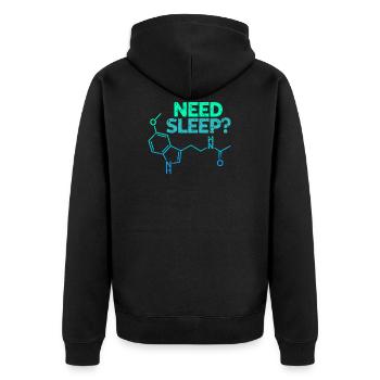 Melatonin-Schlaflosigkeit - Unisex Premium Bio Zip Hoodie - Schwarz - Hinten - Nico (187cm)