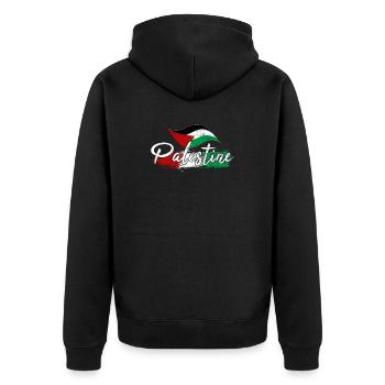 palästina - Unisex Premium Bio Zip Hoodie - Schwarz - Hinten - Nico (187cm)