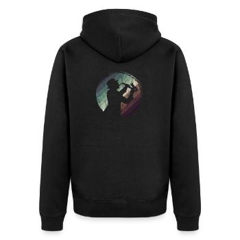 Saxofon Jazz Swing Klassik Musiker Ska Punk Rock - Unisex Premium Bio Zip Hoodie - Schwarz - Hinten - Nico (187cm)