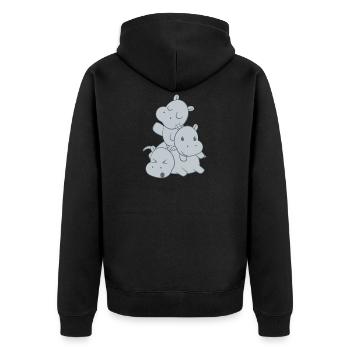 Hippopotame - Hippopotame - Hippopotame - Famille - Veste à capuche bio Premium Unisexe - noir - Dos - Nico (187cm)