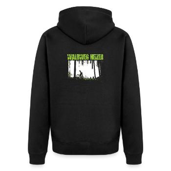 Lustig Biker Waldweg Heizer MTB BMX Geschenk Shirt - Unisex Premium Bio Zip Hoodie - Schwarz - Hinten - Nico (187cm)
