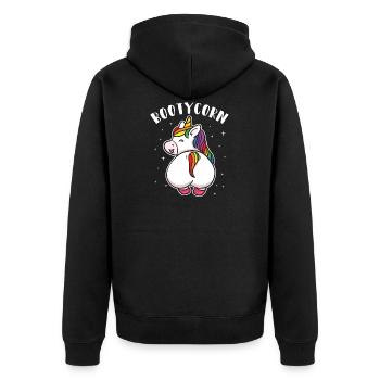 Einhorn Glitzer Hintern Bootycorn Lustig Geschenk - Unisex Premium Bio Zip Hoodie - Schwarz - Hinten - Nico (187cm)