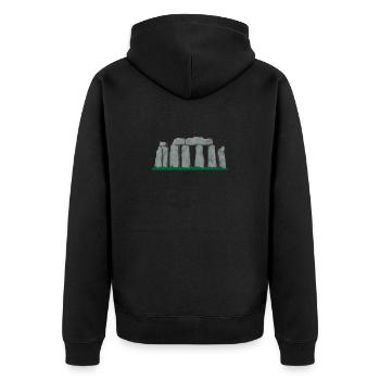 Stonehenge Steinkreis Verschwörung Sonnenuhr - Unisex Premium Bio Zip Hoodie - Schwarz - Hinten - Nico (187cm)