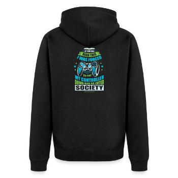 Gamer - Unisex Premium Bio Zip Hoodie - Schwarz - Hinten - Nico (187cm)