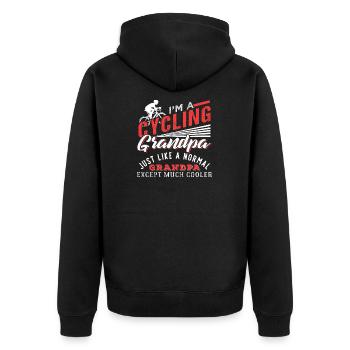 Cool Cycling Grandpa - Unisex Premium Organic Zip Hoodie - black - Back - Nico (187cm)