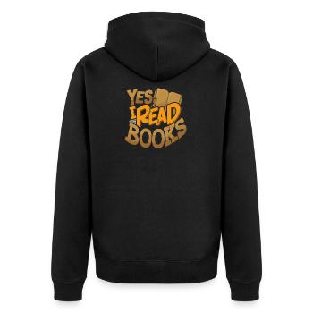 Buchliebhaber und Literatur - Unisex Premium Bio Zip Hoodie - Schwarz - Hinten - Nico (187cm)