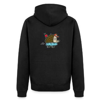 Skateboard Igel Skateboarding Freestyle Hobby Kind - Unisex Premium Bio Zip Hoodie - Schwarz - Hinten - Nico (187cm)