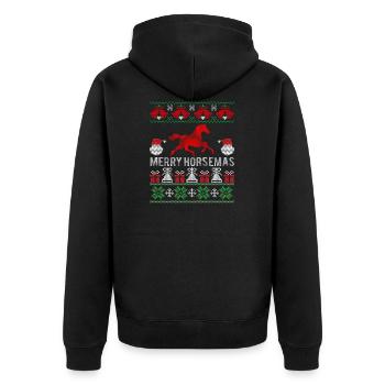 Joyeux Noël chevaux - Veste à capuche bio Premium Unisexe - noir - Dos - Nico (187cm)
