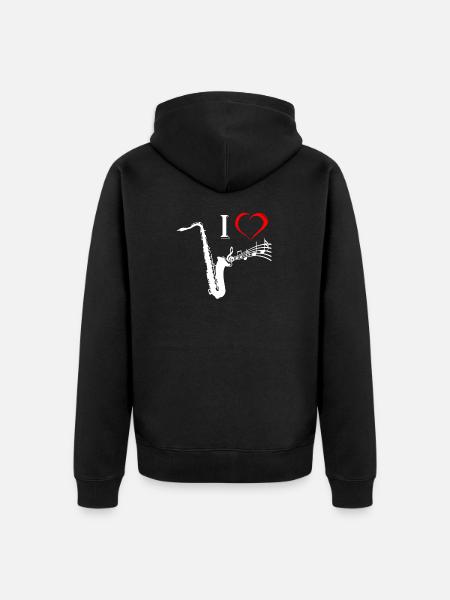 Saxophon - Unisex Premium Bio Zip Hoodie - Schwarz