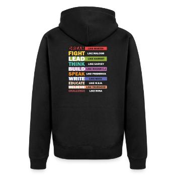 Black Lives Matter - Black Leaders Text Design - Unisex Premium Bio Zip Hoodie - Schwarz - Hinten - Nico (187cm)