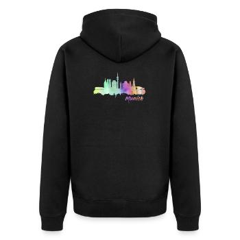 Skyline de l'Allemagne à Munich - Veste à capuche bio Premium Unisexe - noir - Dos - Nico (187cm)