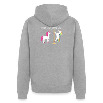 Betrunkenes Strippendes Einhorn Wein - Unisex Premium Bio Zip Hoodie - Grau meliert - Hinten - Nico (187cm)