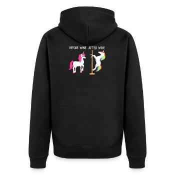 Drunken Stripping Unicorn Wine - Unisex Premium Organic Zip Hoodie - black - Back - Nico (187cm)