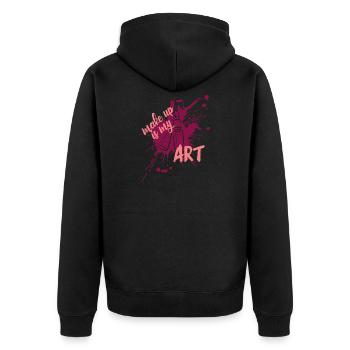 Make-up Artist Visagist Schminken Beauty Geschenk - Unisex Premium Bio Zip Hoodie - Schwarz - Hinten - Nico (187cm)